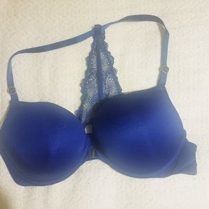 Cacique front lock racer back satin Blue 42D